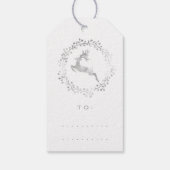 Étiquettes-cadeau Joyeuses vacances Wreath Joy Grey Grey White Deer (Dos)