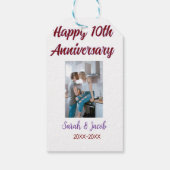 Étiquettes-cadeau Joyeux 10e anniversaire photo mariage nom du coupl (Dos)