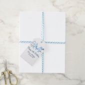 Étiquettes-cadeau Joyeux 15e anniversaire bleu ajouter nom monogramm (Avec de laficelle)