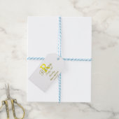 Étiquettes-cadeau Joyeux 15e anniversaire jaune ajouter nom monogram (With Twine)