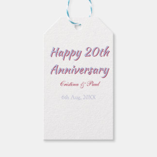 Étiquettes-cadeau Joyeux 20e anniversaire NOMS DE MARIAGE MARON VIOL