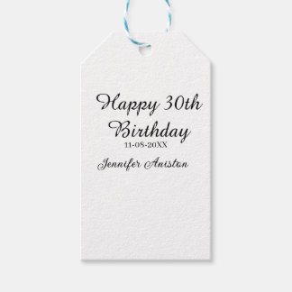 Étiquettes-cadeau Joyeux 30e anniversaire ajouter nom date élégant s