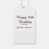 Étiquettes-cadeau Joyeux 30e anniversaire ajouter nom date élégant s (Dos)