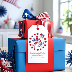 Étiquettes-cadeau Joyeux 4 juillet Agent immobilier Eté patriotique