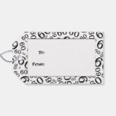 Étiquettes-cadeau Joyeux 60e anniversaire Numéro Motif noir/blanc (Dos (Horizontal))