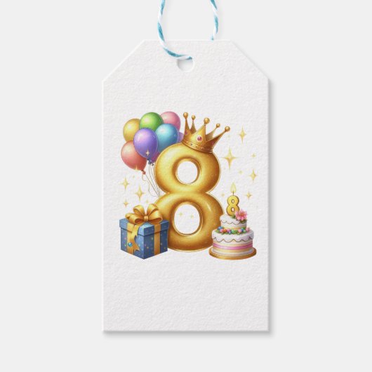 Étiquettes-cadeau Joyeux 8e Anniversaire (Devant)