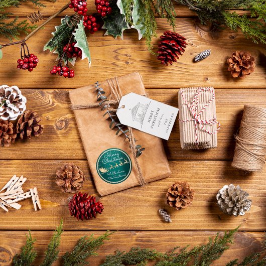 Étiquettes-cadeau Joyeux à Nom Fête Noël Sainte Famille Grey