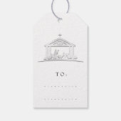 Étiquettes-cadeau Joyeux à Nom Fête Noël Sainte Famille Grey (Dos)