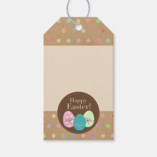 Étiquettes-cadeau Joyeux À petits pois d'Oeufs de Pâques sur papie
