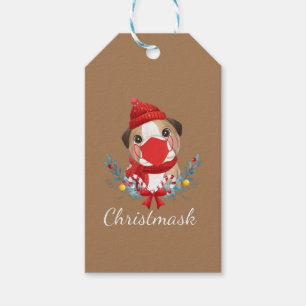 Étiquettes-cadeau Joyeux Amoureux des chiens de Noël Bulldog portant