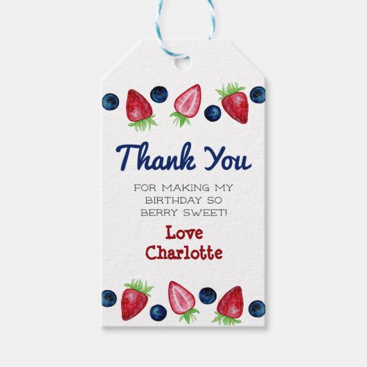 Étiquettes-cadeau Joyeux Anniversaire aux Fruits Rouges (Devant)