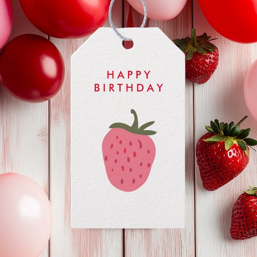 Étiquettes-cadeau Joyeux anniversaire avec fraise