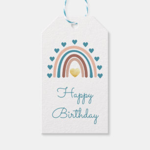Étiquettes-cadeau Joyeux anniversaire Blue Boy Rainbow Tags cadeaux