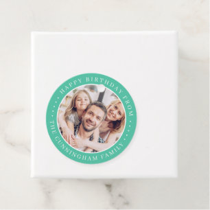 Étiquettes Cadeau Joyeux Anniversaire Classique Simple Photo Famille