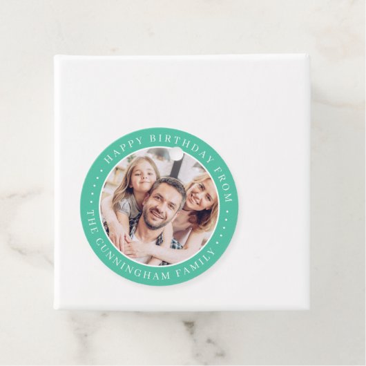 Étiquettes Cadeau Joyeux Anniversaire Classique Simple Photo Famille (En situation)