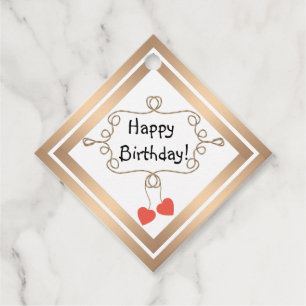 Étiquettes Cadeau Joyeux anniversaire! coeur, créatif, amour