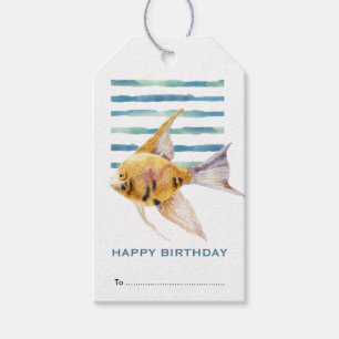 Étiquettes-cadeau Joyeux anniversaire, Colorful Tropical Fish Seasho