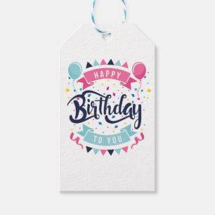 Étiquettes-cadeau Joyeux anniversaire confettis et étamine