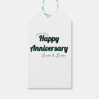 Étiquettes-cadeau Joyeux anniversaire de mariage nom date année vert