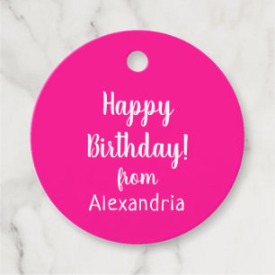 Étiquettes Cadeau Joyeux anniversaire de nom Hot rose Anniversaire C