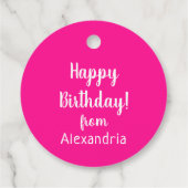 Étiquettes Cadeau Joyeux anniversaire de nom Hot rose Anniversaire C (Dos)