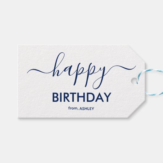 Étiquettes-cadeau Joyeux anniversaire de type de script décontracté (Devant (Horizontal))
