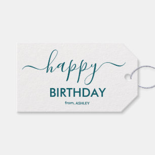 Étiquettes-cadeau Joyeux Anniversaire de type script décontracté or