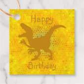 Étiquettes Cadeau Joyeux Anniversaire Dinosaure Or Caché (Devant)