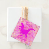 Étiquettes Cadeau Joyeux Anniversaire Dinosaure Rose caché (En situation)