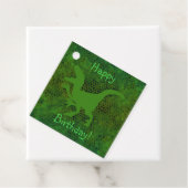 Étiquettes Cadeau Joyeux anniversaire Dinosaure Vert Caché (En situation)