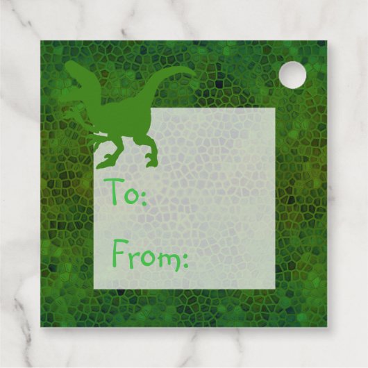 Étiquettes Cadeau Joyeux anniversaire Dinosaure Vert Caché (Dos)