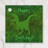 Étiquettes Cadeau Joyeux anniversaire Dinosaure Vert Caché (Devant)