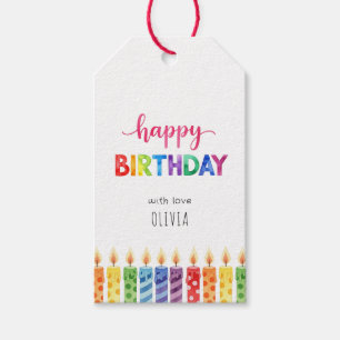 Étiquettes-cadeau Joyeux Anniversaire Enfants Aquarelle Colorée