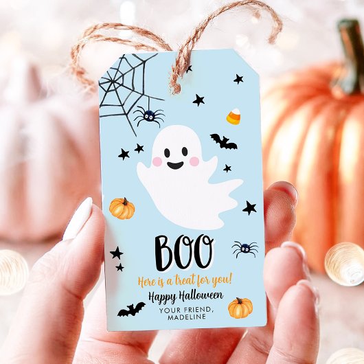 Étiquettes-cadeau Joyeux Anniversaire Fantôme d'Halloween Mignon Ble