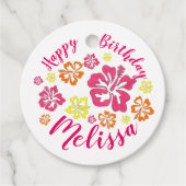 Étiquettes Cadeau Joyeux anniversaire Fleurs d'Hibiscus hawaïens tro (Devant)