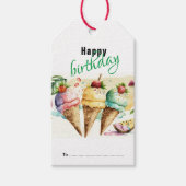 Étiquettes-cadeau Joyeux Anniversaire, Fun Festive Ice Cream Cones (Devant)