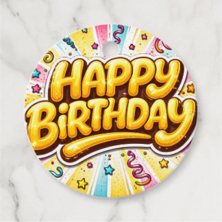 Étiquettes Cadeau Joyeux Anniversaire Golden Pop — Célébration en Le