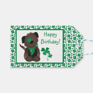 Étiquettes-cadeau Joyeux Anniversaire Jour Chien Shamrock Vert