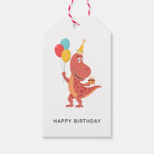 Étiquettes-cadeau Joyeux anniversaire mignonne Dinosaur fête de ball
