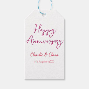 Étiquettes-cadeau Joyeux anniversaire nom rose gras nom date si