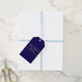 Étiquettes-cadeau Joyeux Anniversaire Nom Script Bleu Or (Avec de laficelle)