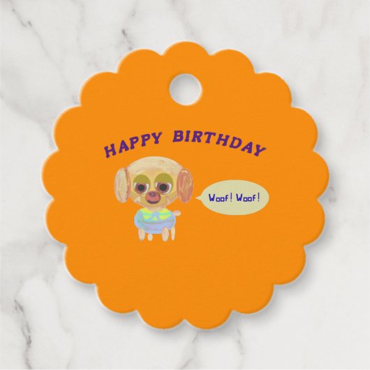 Étiquettes Cadeau Joyeux anniversaire Orange (Devant)