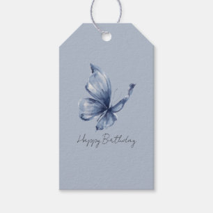 Étiquettes-cadeau Joyeux Anniversaire Papillon Bleu Joli