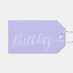 Étiquettes-cadeau Joyeux anniversaire Périwinkle blanc moderne
