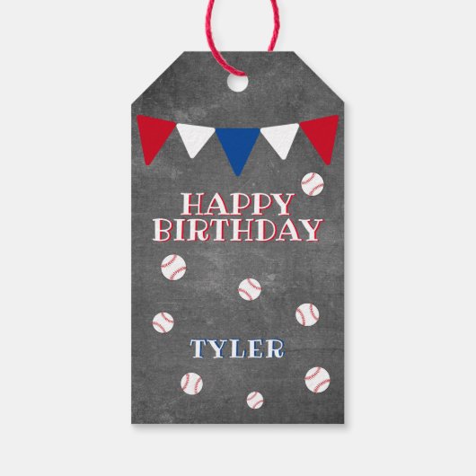 Étiquettes-cadeau Joyeux anniversaire pour les enfants de baseball m (Dos)