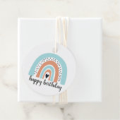 Étiquettes Cadeau Joyeux anniversaire Rainbow Blue Peach (En situation)
