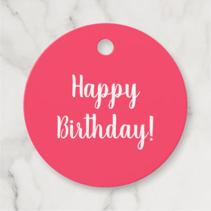 Étiquettes Cadeau Joyeux Anniversaire rose blanc typographie Cadeau