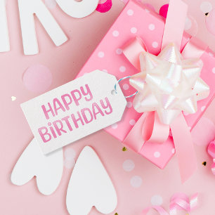 Étiquettes-cadeau Joyeux anniversaire rose mignon