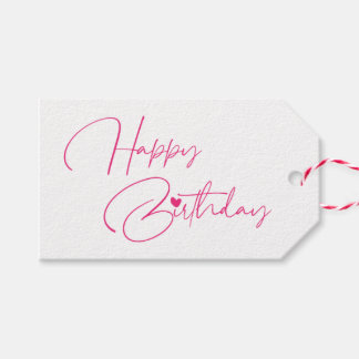 Étiquettes-cadeau Joyeux Anniversaire rose moderne calligraphie simp