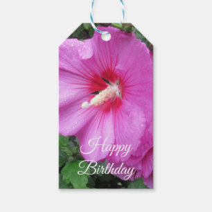 Étiquettes-cadeau Joyeux anniversaire Rose rose de Sharon Flower Pho